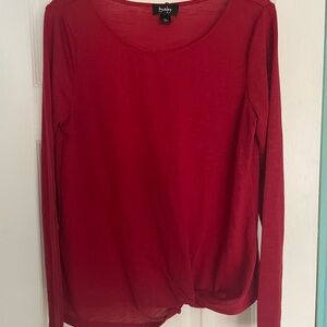 by & by Women's Red Long Sleeve Tee